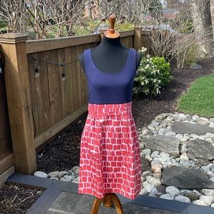 Boden Navy and Red Midi Dress